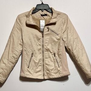 Michel Tan Utility Jacket with Zippered Pockets